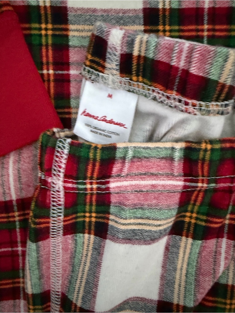 Men’s Hanna Andersson Red and Cream Plaid Long Sleeve Pajama Set Christmas - Picture 3 of 8